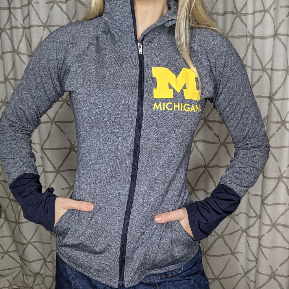 Michigan Stretchy Workout Zip-Up Size S